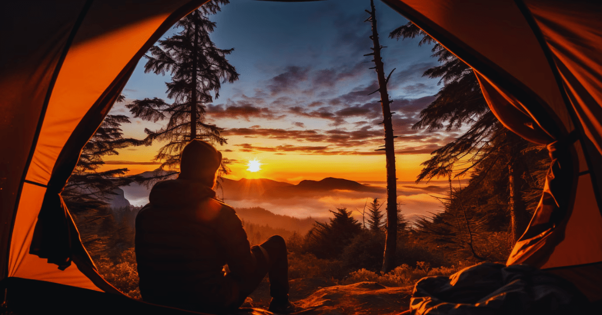 Camping in the mountains with scenic views